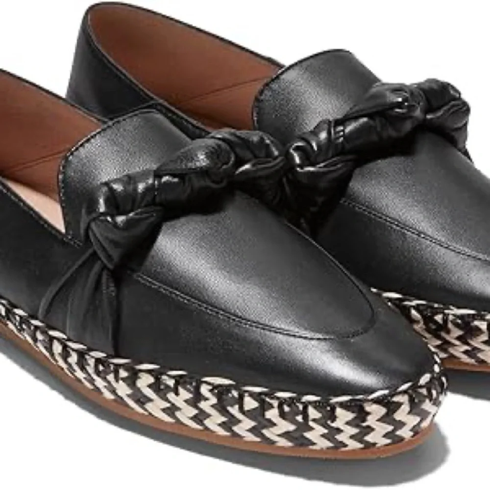 Cole Haan Womens Cloudfeel Knotted Espadrille Black Leather Size 8.5 B Like New!